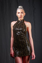 Sequined high collar dress